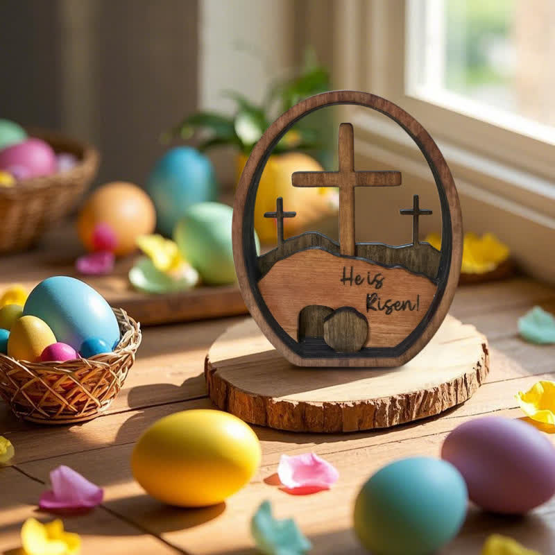 Empty Tomb Easter Wood Egg Decor Rustic Easter Ornament