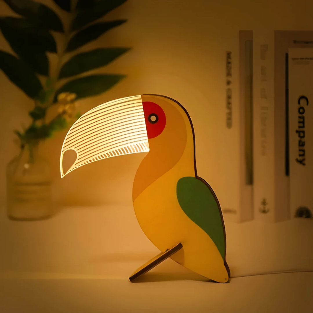 Nordic Wooden Animal LED Table Lamp Warm White USB Light