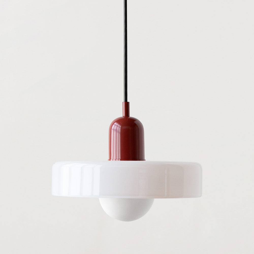 Bauhaus | Glass Pendant Lighting with Colored Shade | Adjustable Height for Modern Kitchen Illumination
