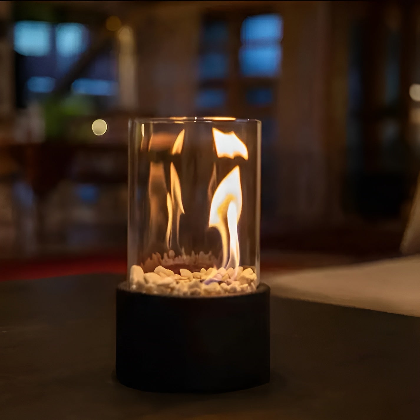 Modern Tabletop Bioethanol Fireplace Glass Metal Fire Bowl