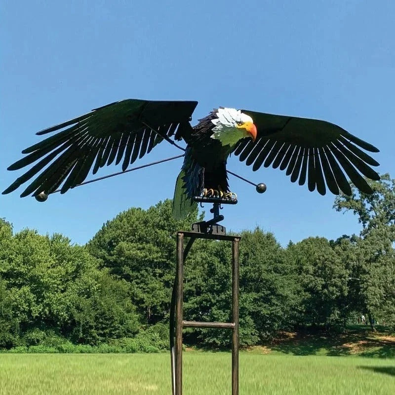 Garden Art Bird Windmill Patio Decoration with Flapping Wings